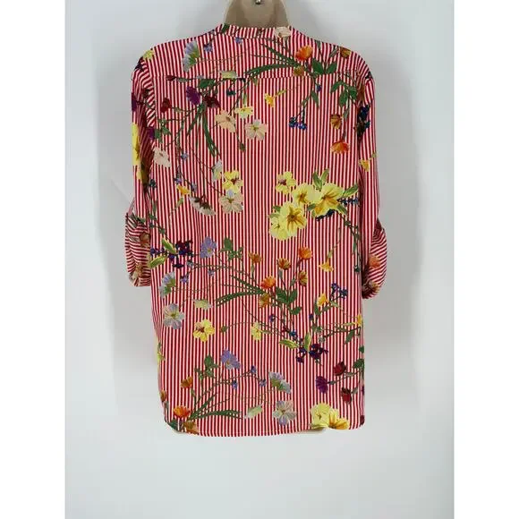 Calvin Klein Women's Red Striped Blouse (B32) - Picture 11 of 12